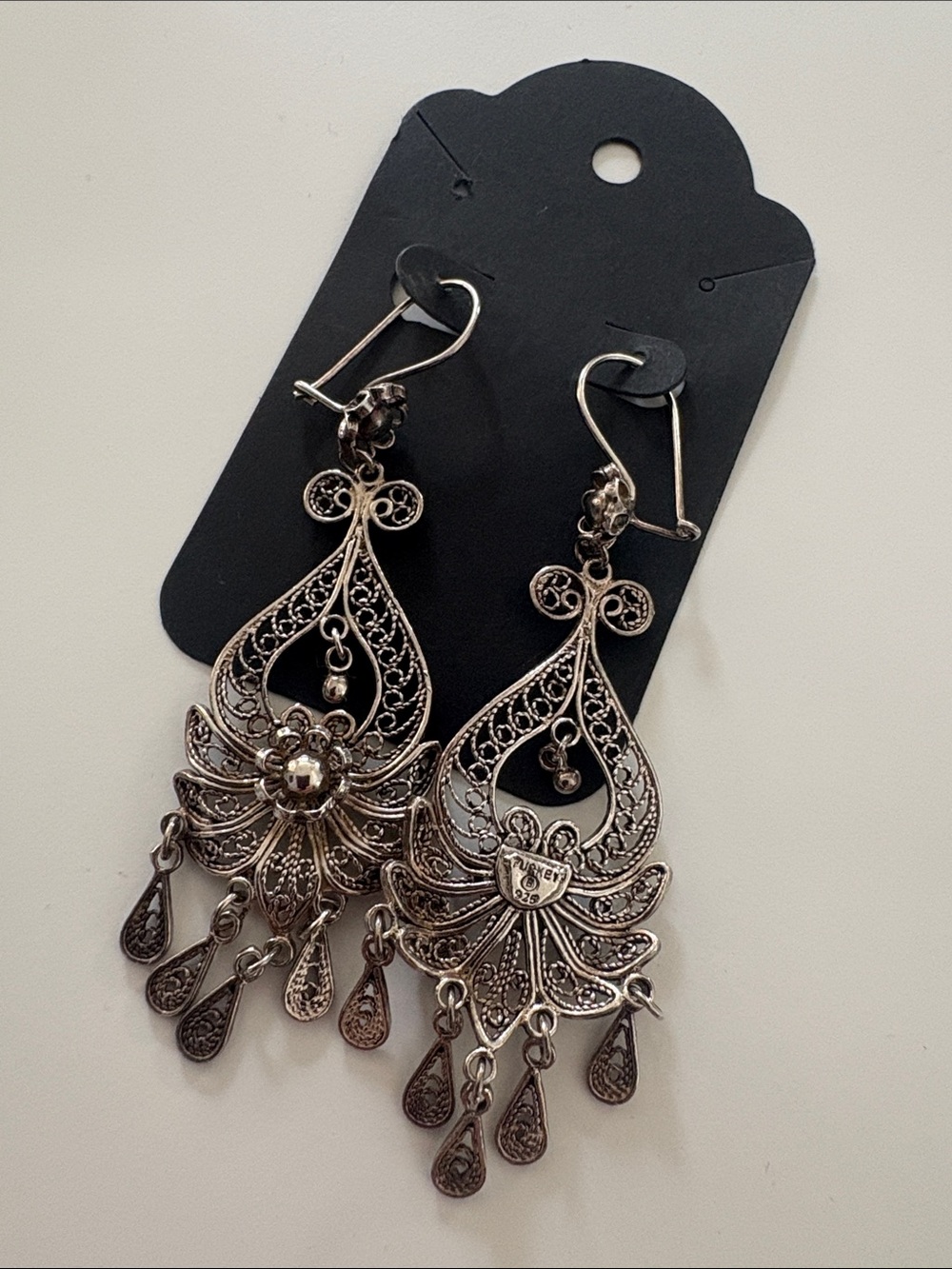 Sterling Silver Filigree Dangle Earrings - Women Jewelry